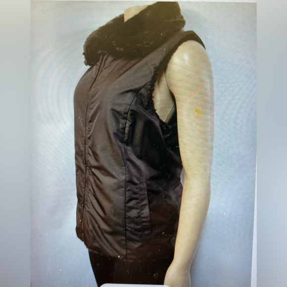 NWT LIZ CLAIBORNE REVERSIBLE FAUX FUR ZIPPER FOUR POCKETS chocolate brown 3x - Picture 4 of 10